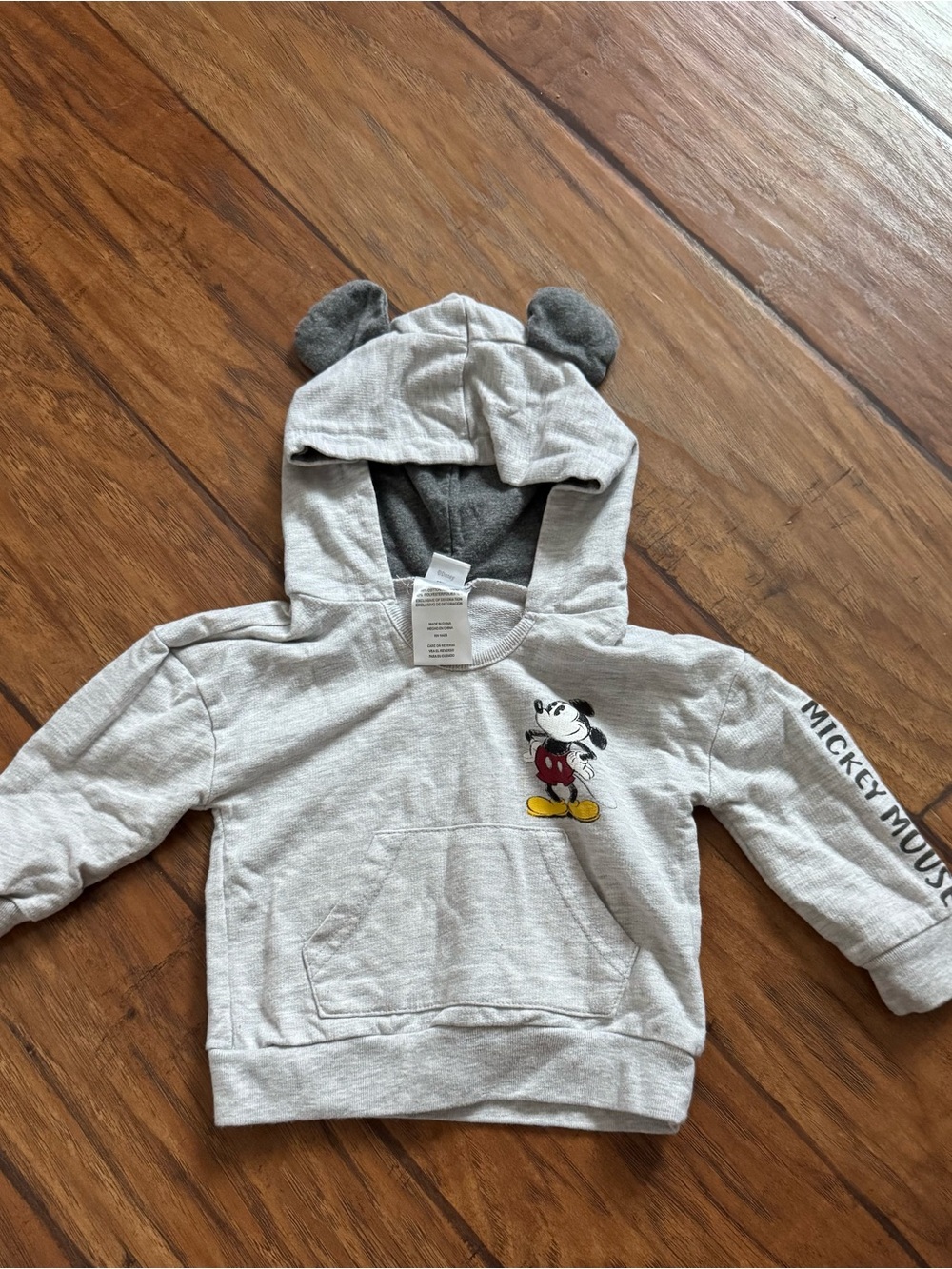 Disney Gray Hooded Mickey Mouse Sweatshirt with Ear Details